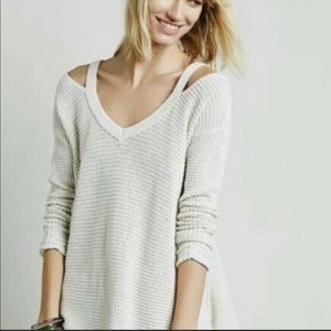 FREE PEOPLE Moonshine Cold Shoulder Thermal Top XS